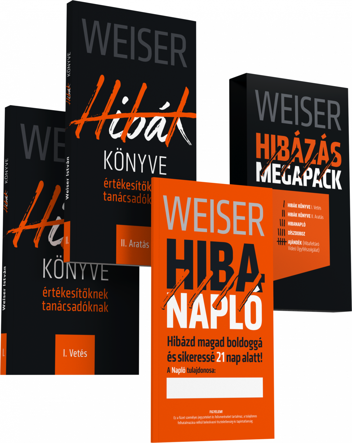 Weiser István: Hibázás megapack díszdobozban (Hibák könyve - I. VETÉS + II. ARATÁS, Hibanapló)